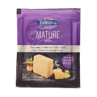 Emborg Mature Cheddar Cheese 200Gm