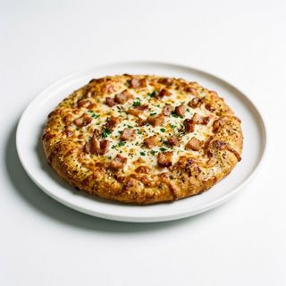 Pizza de Pão de Alho com Queijo e Bacon