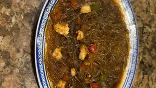 73a. Spaghetti di soia con gamberi piccante