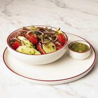 კიტრი-პომიდვრის სალათა გურული საკმაზით