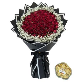 Medium Red Bouquet, Balloon & Chocolates