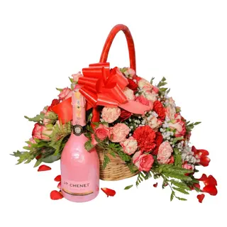 Mixed Rose Basket with JP Chenet