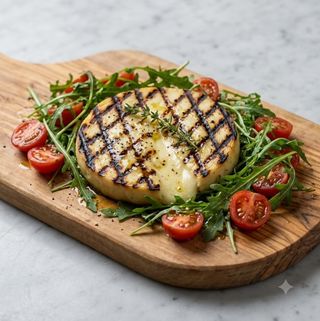 Provola affumicata ai ferri con rucola e pomodorini