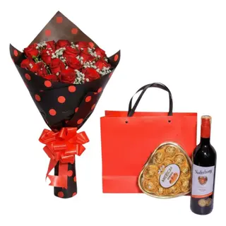 Double Dozen Roses with Nederburg & Chocolates
