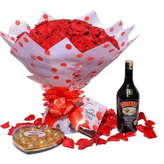 The Ultimate 100 Roses with Baileys & Chocolates