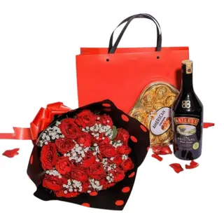 Double Dozen Roses with Baileys & Chocolates