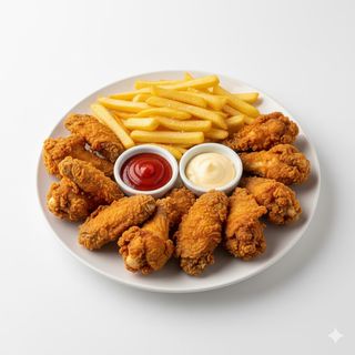 Alette di pollo e patatine 