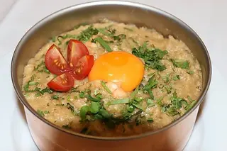 Açorda de Bacalhau e Ovo com Gambas