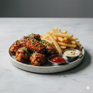 Alette di pollo + patate fritte 4 pezzi 