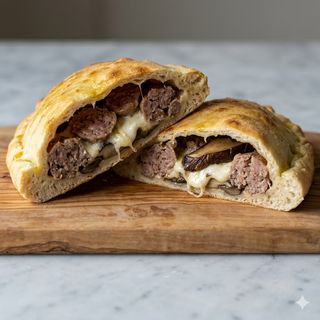 Salsiccia, mozzarella e porcini