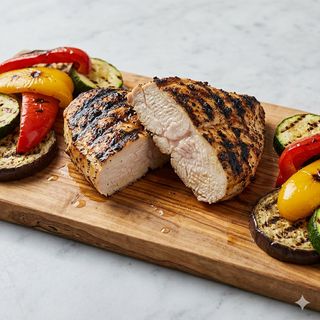 Petto di pollo e verdure grigliate