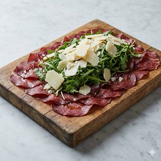 Carpaccio di carne salada del Trentino, rucola e grana