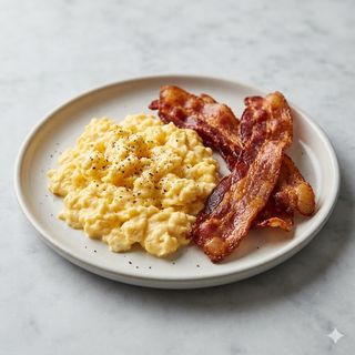 Uova strapazzate e bacon