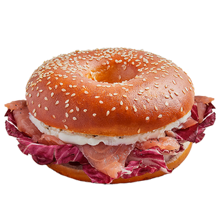 Bagel salmone, radicchio e cream cheese