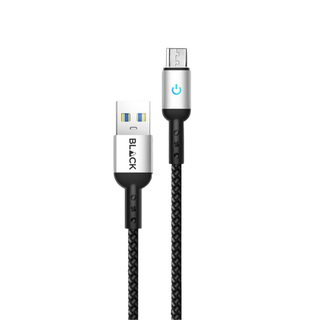 BLACKCharging Cable Strong&Fast Nylon Braided USB A to micro, 25000+bend, LED, 1.2m, 1Yr warranty