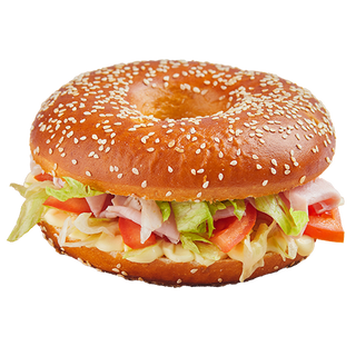 Bagel cotto, lattuga e pomodoro