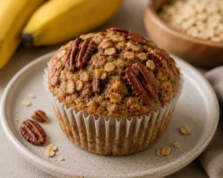 Muffin de Banana, Aveia e Pecã