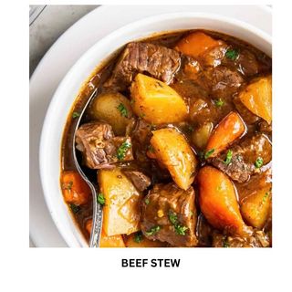 Beef stew & creamy spinach