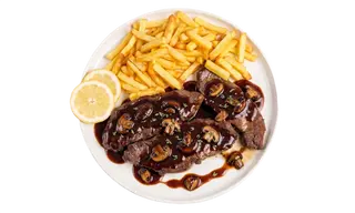 Bife com Cogumelos e Vinho do Porto
