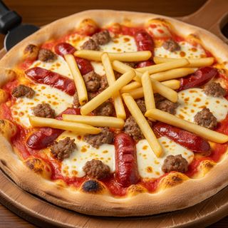 Bimba con patate fritte