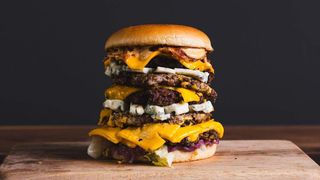 Blue cheese & bacon burger triple double