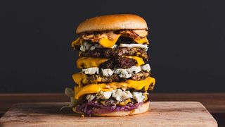 Blue cheese & bacon burger triple triple