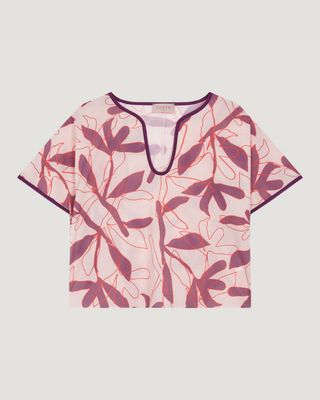 Blusa Emilia Flor Malva M/L