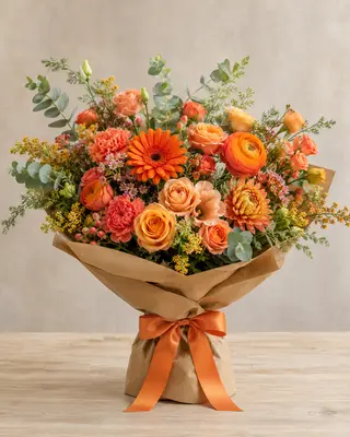 Bouquet fiori misti di stagione arancio