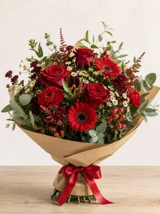 Bouquet fiori misti di stagione rosso