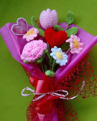 Bouquet pink a uncinetto