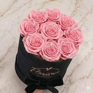 Box con 10 rose stabilizzate (eterne) rosa