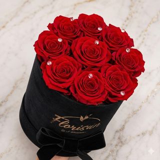 Box con 10 rose stabilizzate (eterne) rosse