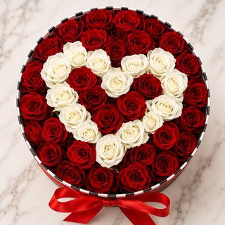 Box grande di rose rosse con cuore