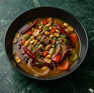 Brodo di manzo con salsa piccante