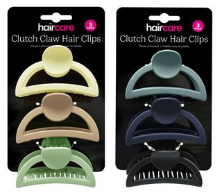 Haircare Assorted Clutch Claw Hair Clips, 3-Pack