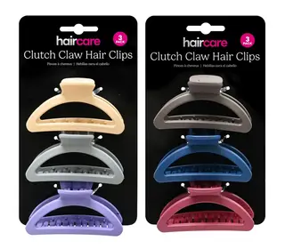 Haircare Clutch Claw Hair Clips, 3-Pack