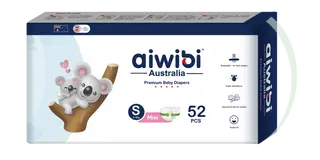 Aiwibi Premium Baby Diapers Pants, Small, 52pcs