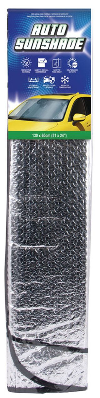 AUTO SUNSHADE Silver Car Windscreen Sunshade, 130x60cm