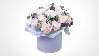 Flower box s karanfilima i gipsofilom