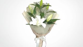 Buket od belih ljiljana sa gipsofilom