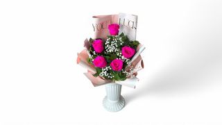 Buket 5 ciklama večnih ruža