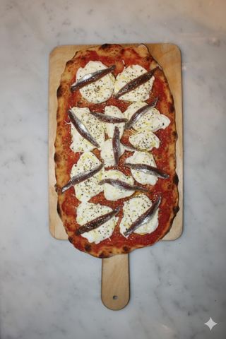 Burrata e alici del mar cantabrico