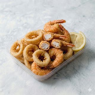 Calamari e gamberi
