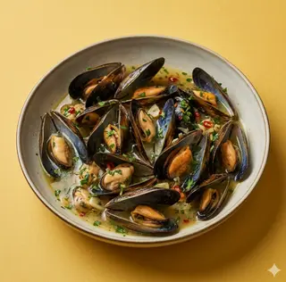 Cozze in tegame con aglio e prezzemolo