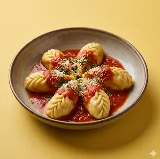 Culurgiones ricotta e zafferano al sugo