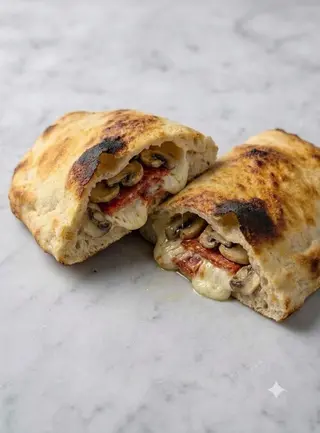 Ventricina, funghi e mozzarella