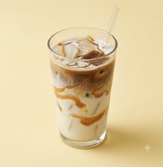 Caramel iced cube latte