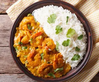 Caril de Gambas com Arroz