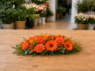 Centrotavola ovale con fiori di stagione