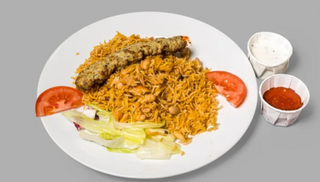 Chicken seekh kebab biryani